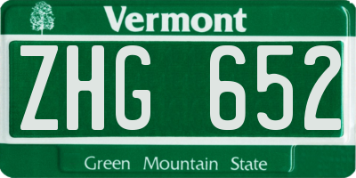 VT license plate ZHG652