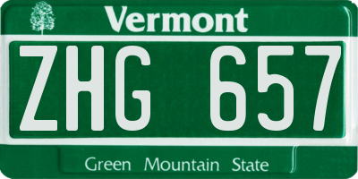 VT license plate ZHG657