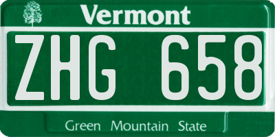 VT license plate ZHG658