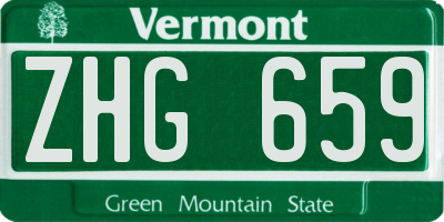 VT license plate ZHG659