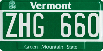 VT license plate ZHG660