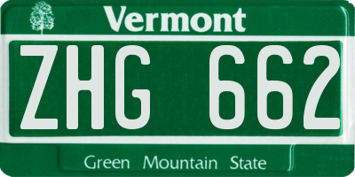 VT license plate ZHG662