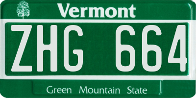 VT license plate ZHG664