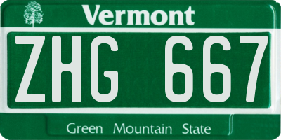 VT license plate ZHG667