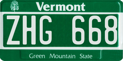 VT license plate ZHG668