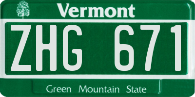 VT license plate ZHG671