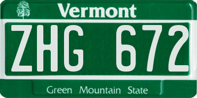 VT license plate ZHG672