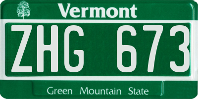 VT license plate ZHG673
