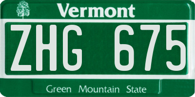 VT license plate ZHG675