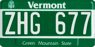 VT license plate ZHG677