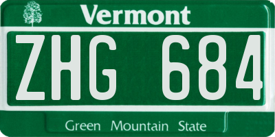 VT license plate ZHG684