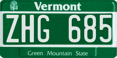 VT license plate ZHG685