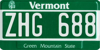 VT license plate ZHG688