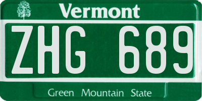VT license plate ZHG689