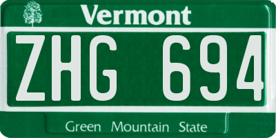 VT license plate ZHG694