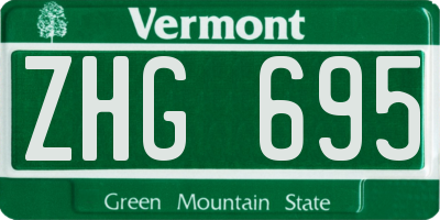 VT license plate ZHG695