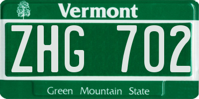 VT license plate ZHG702