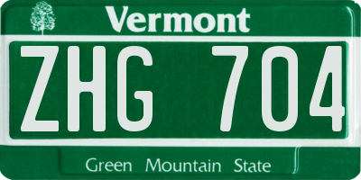 VT license plate ZHG704