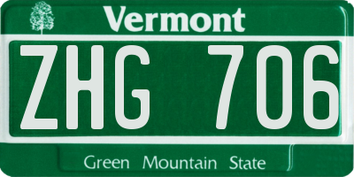 VT license plate ZHG706