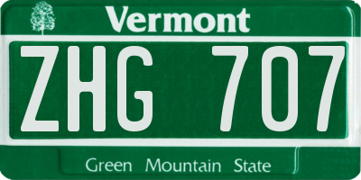 VT license plate ZHG707