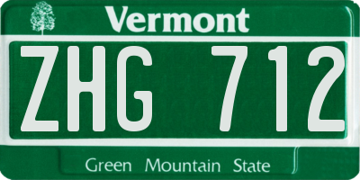 VT license plate ZHG712