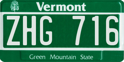 VT license plate ZHG716