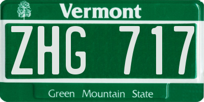 VT license plate ZHG717