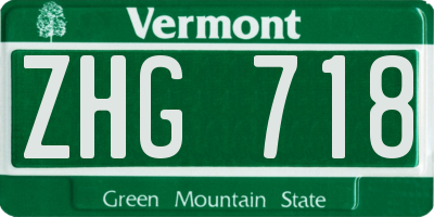 VT license plate ZHG718