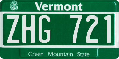 VT license plate ZHG721