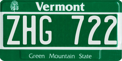 VT license plate ZHG722