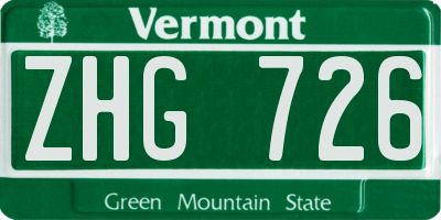 VT license plate ZHG726