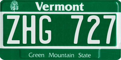 VT license plate ZHG727