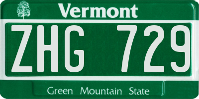 VT license plate ZHG729
