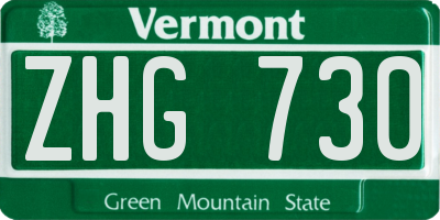 VT license plate ZHG730