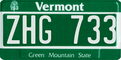 VT license plate ZHG733
