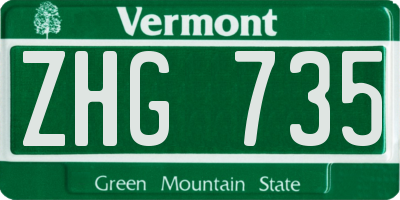 VT license plate ZHG735