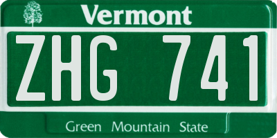 VT license plate ZHG741