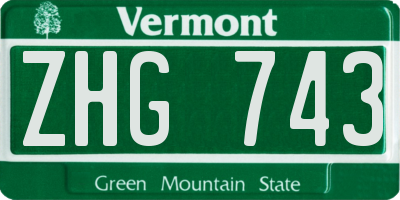 VT license plate ZHG743