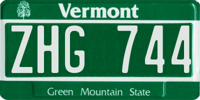 VT license plate ZHG744