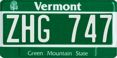 VT license plate ZHG747