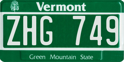 VT license plate ZHG749