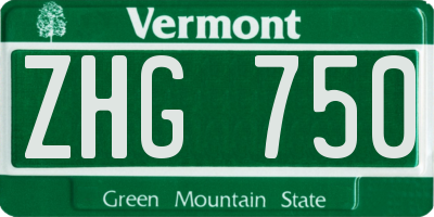 VT license plate ZHG750