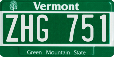 VT license plate ZHG751