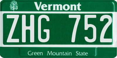 VT license plate ZHG752