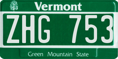 VT license plate ZHG753