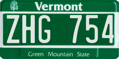 VT license plate ZHG754