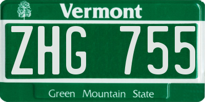 VT license plate ZHG755