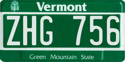 VT license plate ZHG756