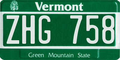 VT license plate ZHG758