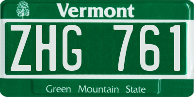 VT license plate ZHG761
